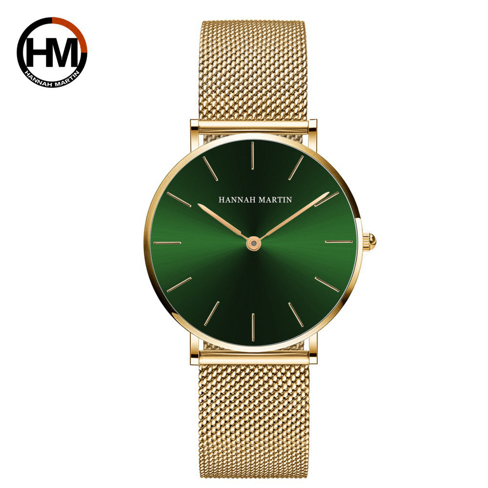 36mm Waterproof Steel Chain Watch – Nordic Minimalist Style Slim Ladies' Watch