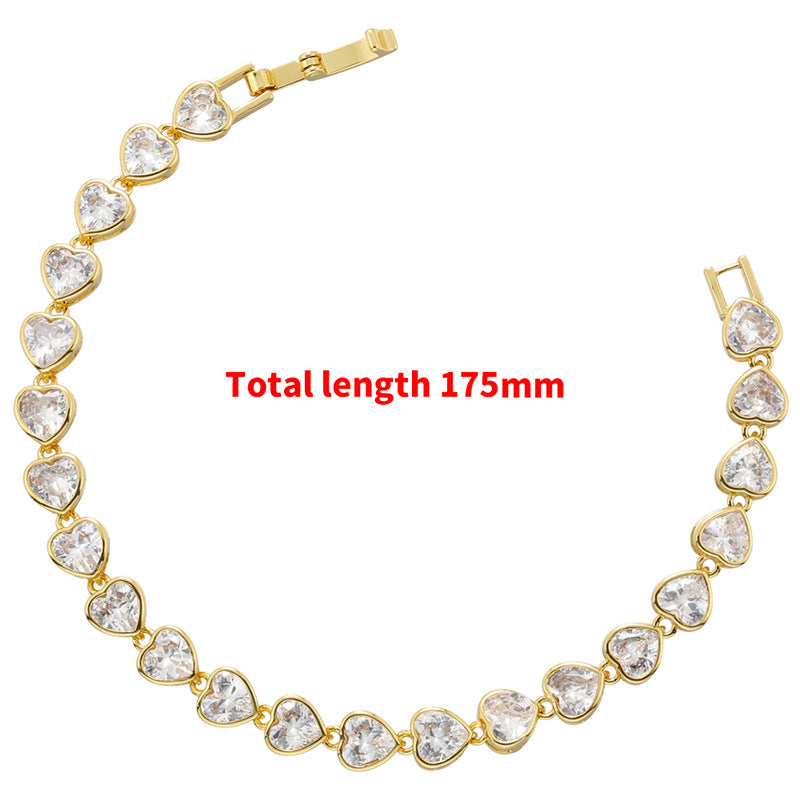 Women's Elegant Heart-Shaped Loving Bracelet Necklace – Fully Jeweled Zircon Design