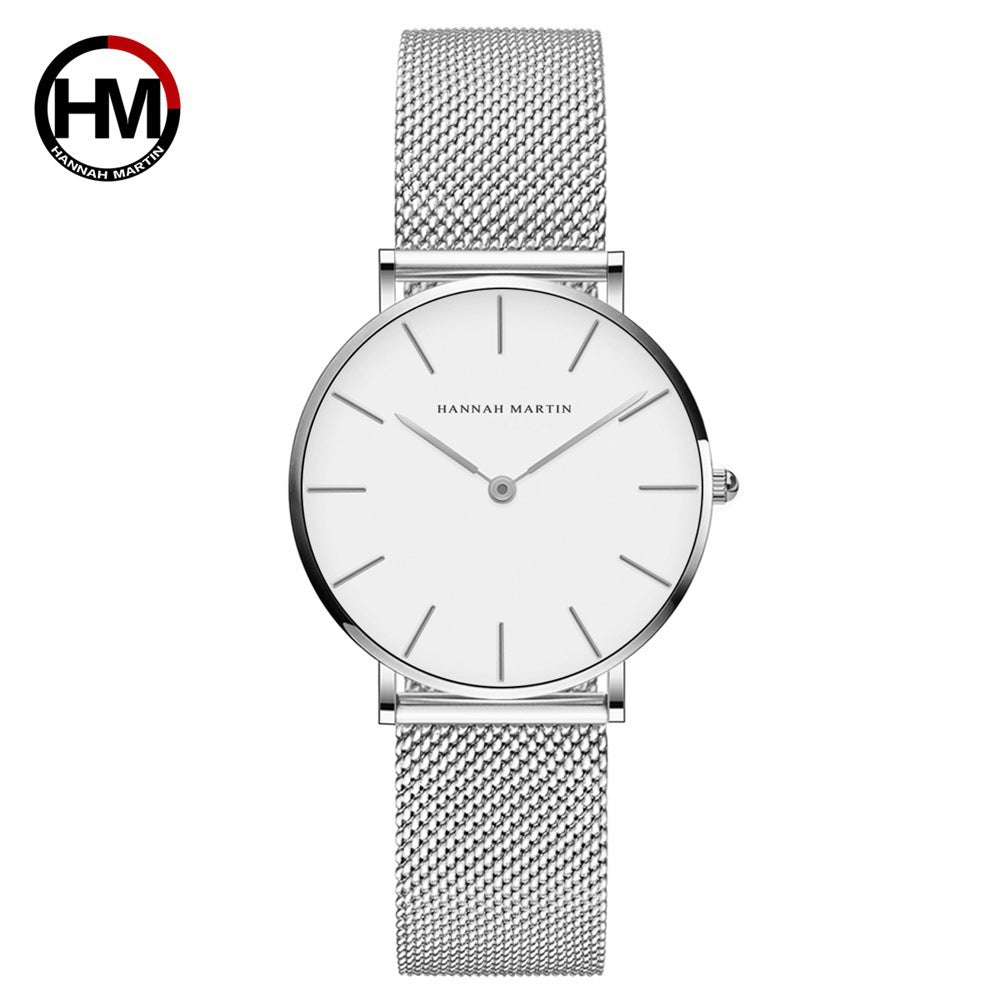 36mm Waterproof Steel Chain Watch – Nordic Minimalist Style Slim Ladies' Watch