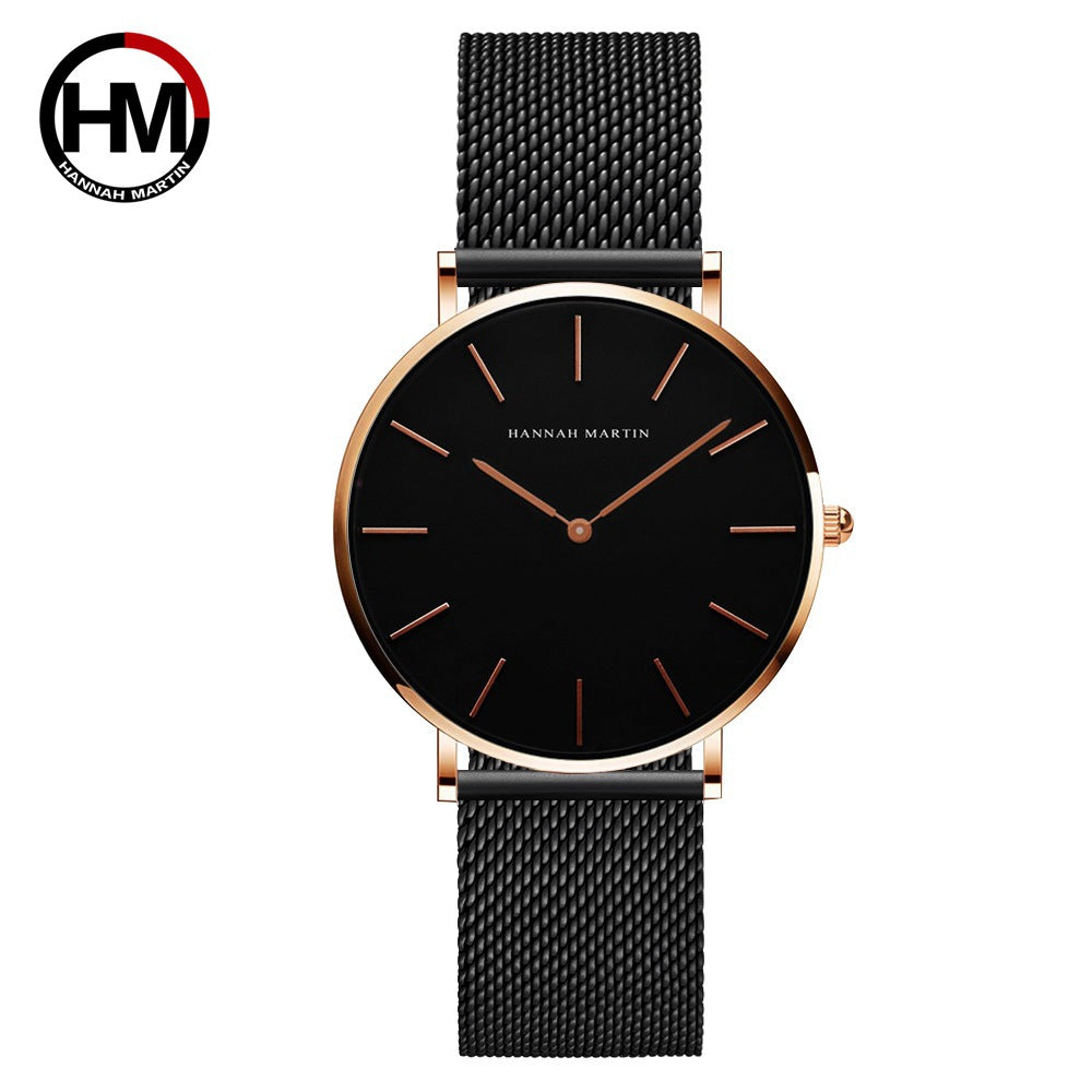 36mm Waterproof Steel Chain Watch – Nordic Minimalist Style Slim Ladies' Watch