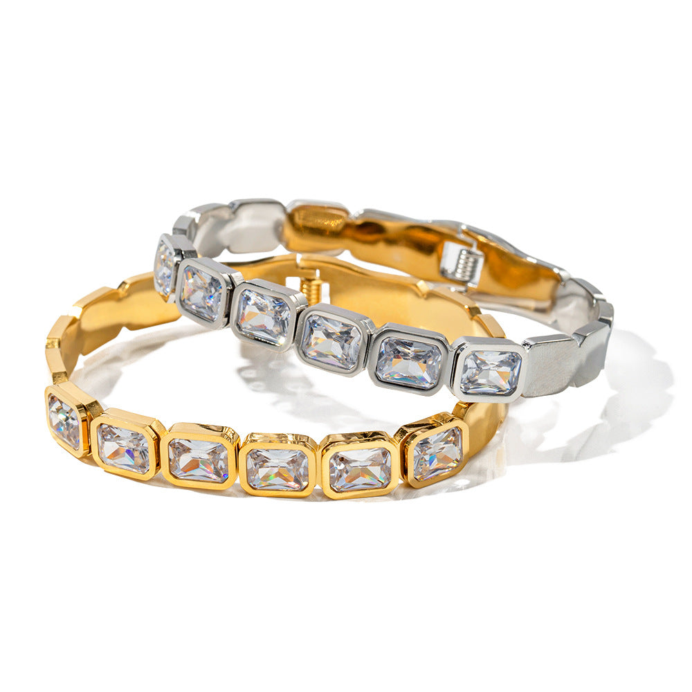 Women's Titanium Steel Gold Zircon Bracelet – Fashionable All-Match Jewelry