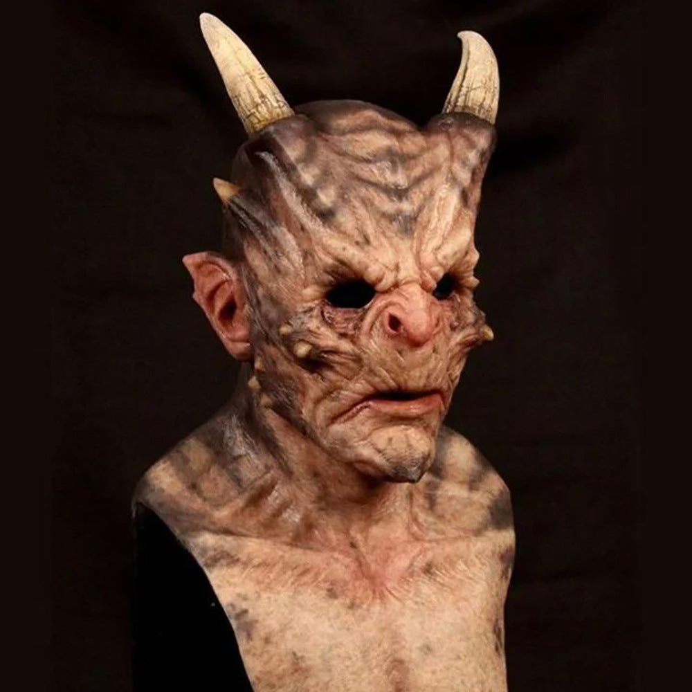 Halloween Bull Demon Horn Mask – Scary Latex Horned Mask for Parties & Cosplay