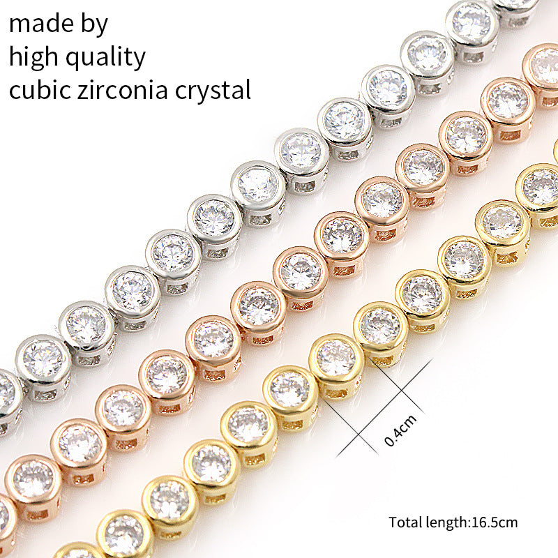 Simple Copper Zircon Platinum Bracelet – White Gold, Champagne Gold & Rose Gold Options
