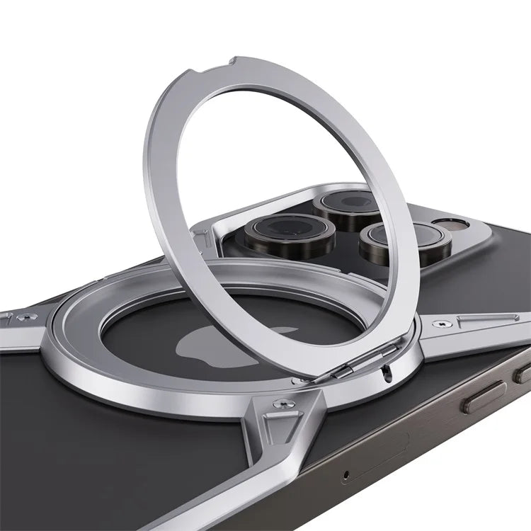 Metal Aluminum Alloy Magnetic Frameless Phone Case for iPhone 13/14/15 Pro Max - 360° Rotating Bumper, Shockproof Design