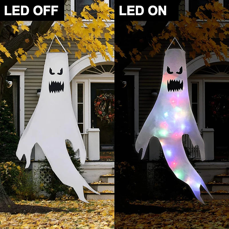 Halloween LED Light Hanging Ghost – Glowing Spooky Lamp for Indoor & Outdoor Halloween Party Decoration