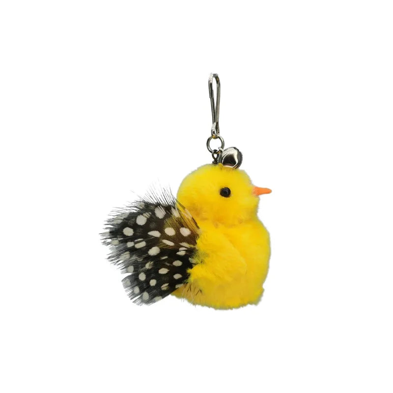 Natural Feather Cat Teaser Replacement Head – Bite-Resistant Toy with Bells