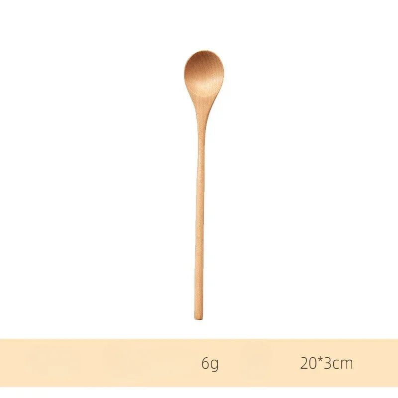 Deluxe Bamboo Wooden Spoon with Long Handle – Multifunctional Stirring & Soup Teaspoon for Kitchen Use