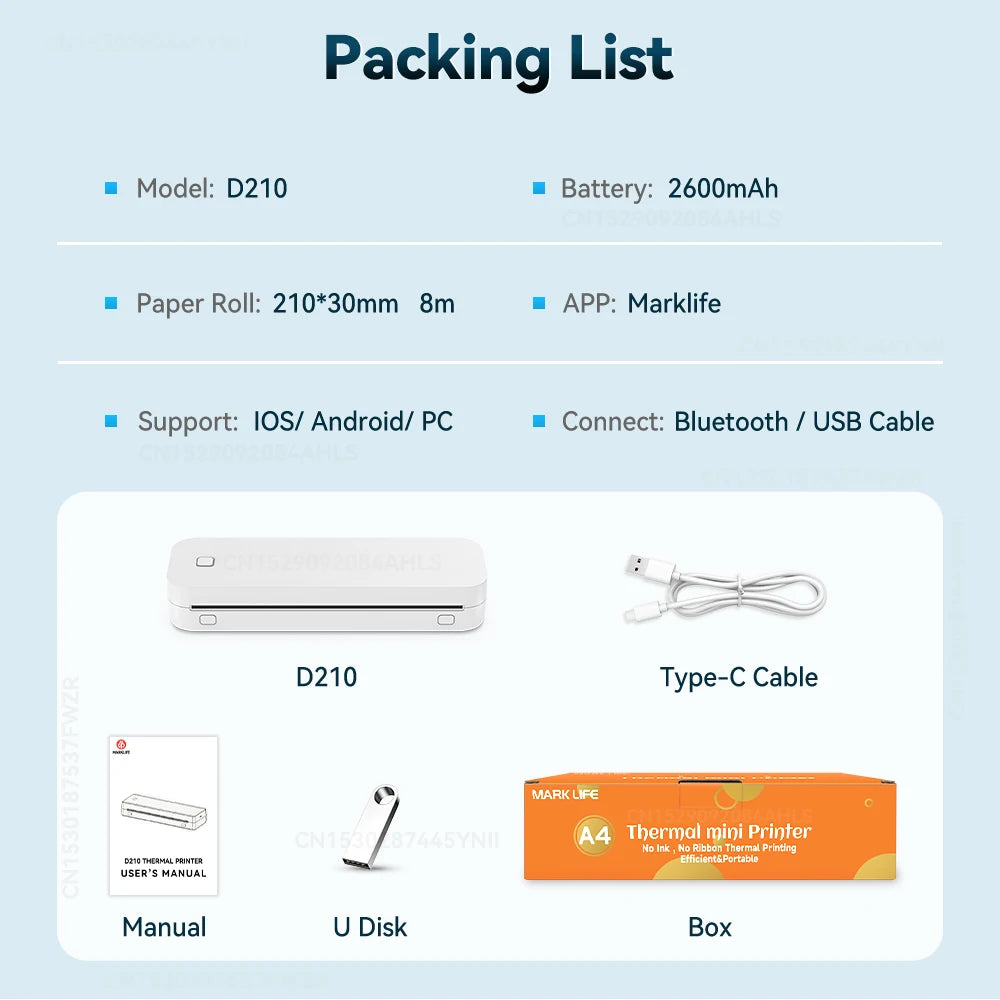 Portable A4 Inkless Bluetooth Thermal Printer - Wireless Document & Tattoo Stencil Printer