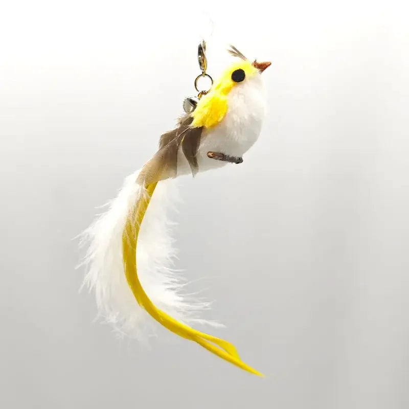 Natural Feather Cat Teaser Replacement Head – Bite-Resistant Toy with Bells
