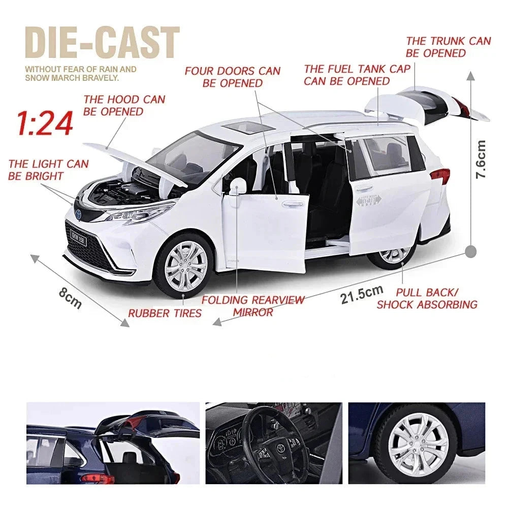 1:24 Toyota Sienna MPV Diecast Model Car – Metal Alloy Toy for Kids & Collectors