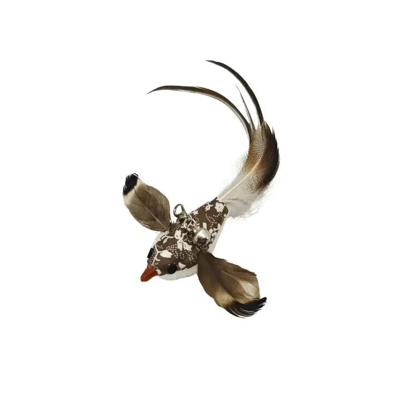 Natural Feather Cat Teaser Replacement Head – Bite-Resistant Toy with Bells