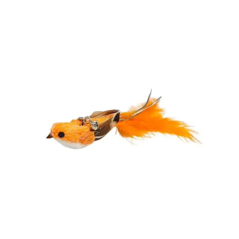 Natural Feather Cat Teaser Replacement Head – Bite-Resistant Toy with Bells
