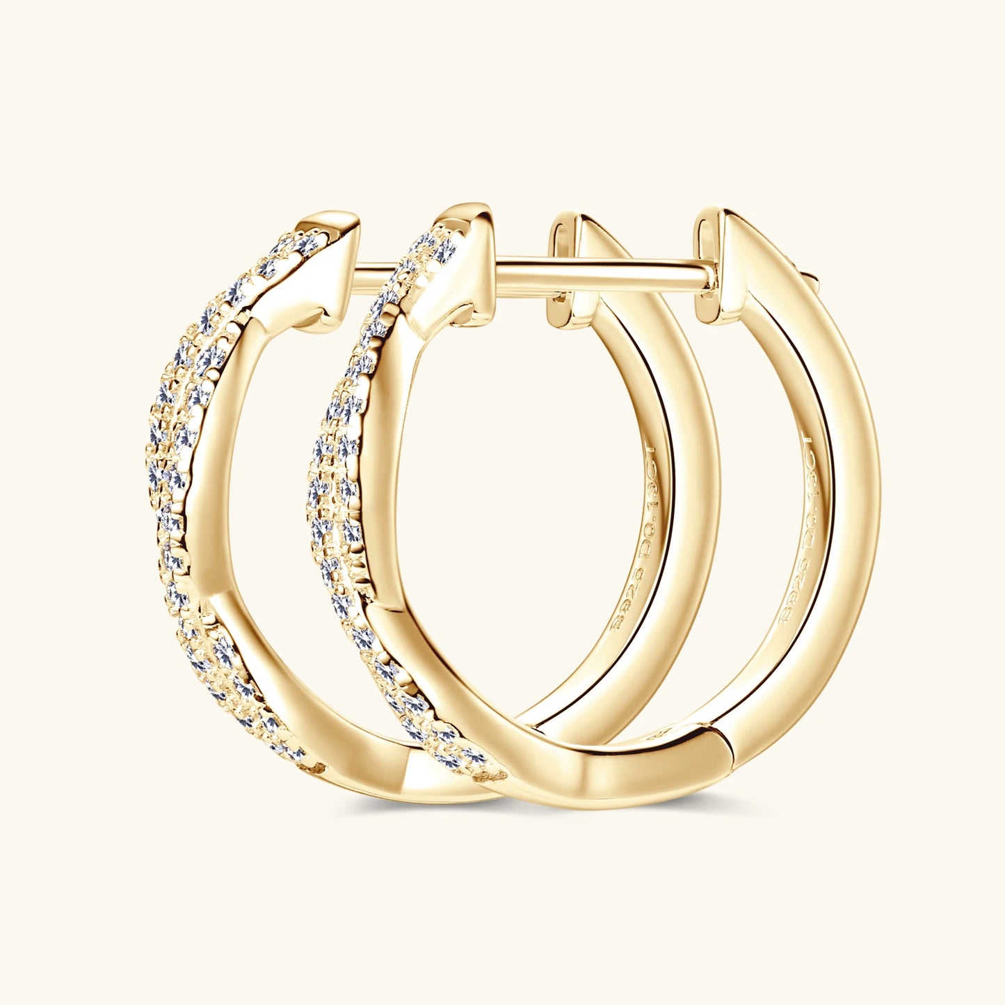 14K Gold Plated Moissanite Hoop Earrings – Real S925 Sterling Silver Fine Jewelry for Women