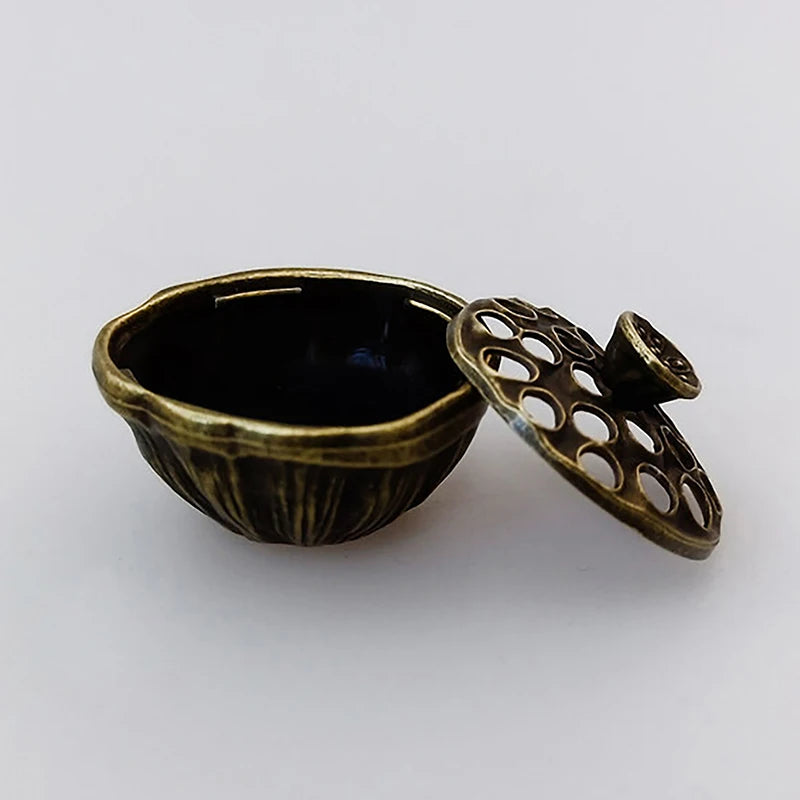 Lotus Flower Brass Incense Burner – Handmade Buddhist Incense Holder for Home & Office Decoration
