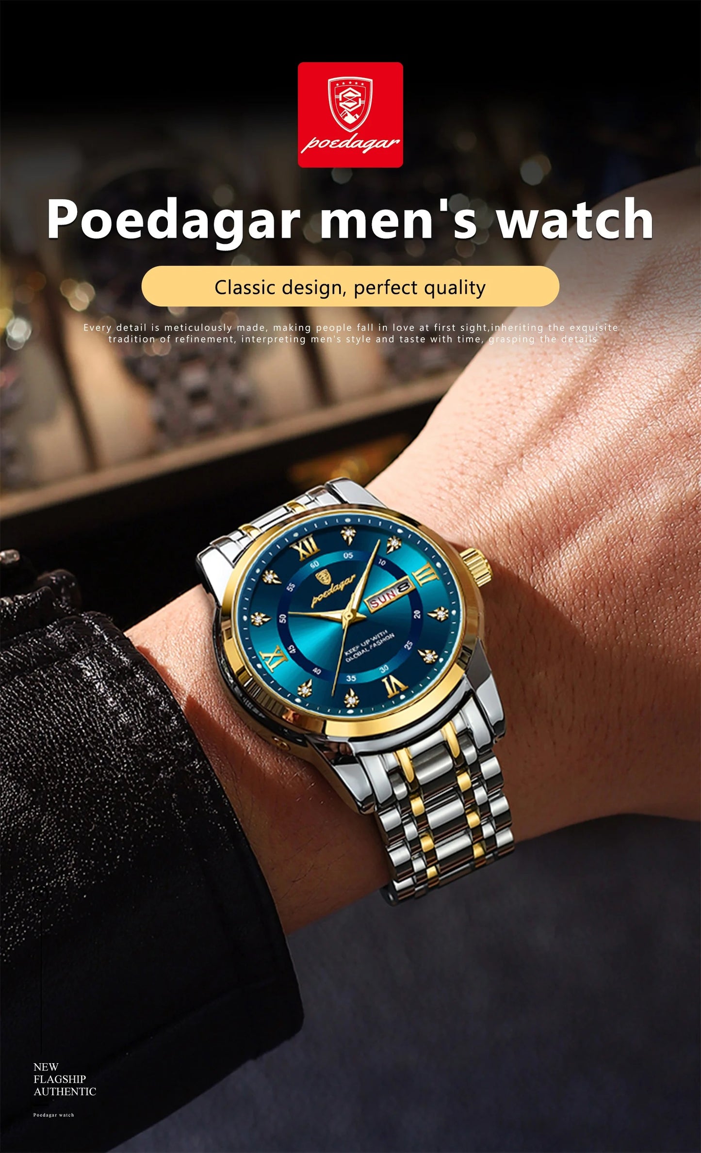 Men's Luxury Sports Watch – Waterproof Quartz with Luminous Date & Week Display