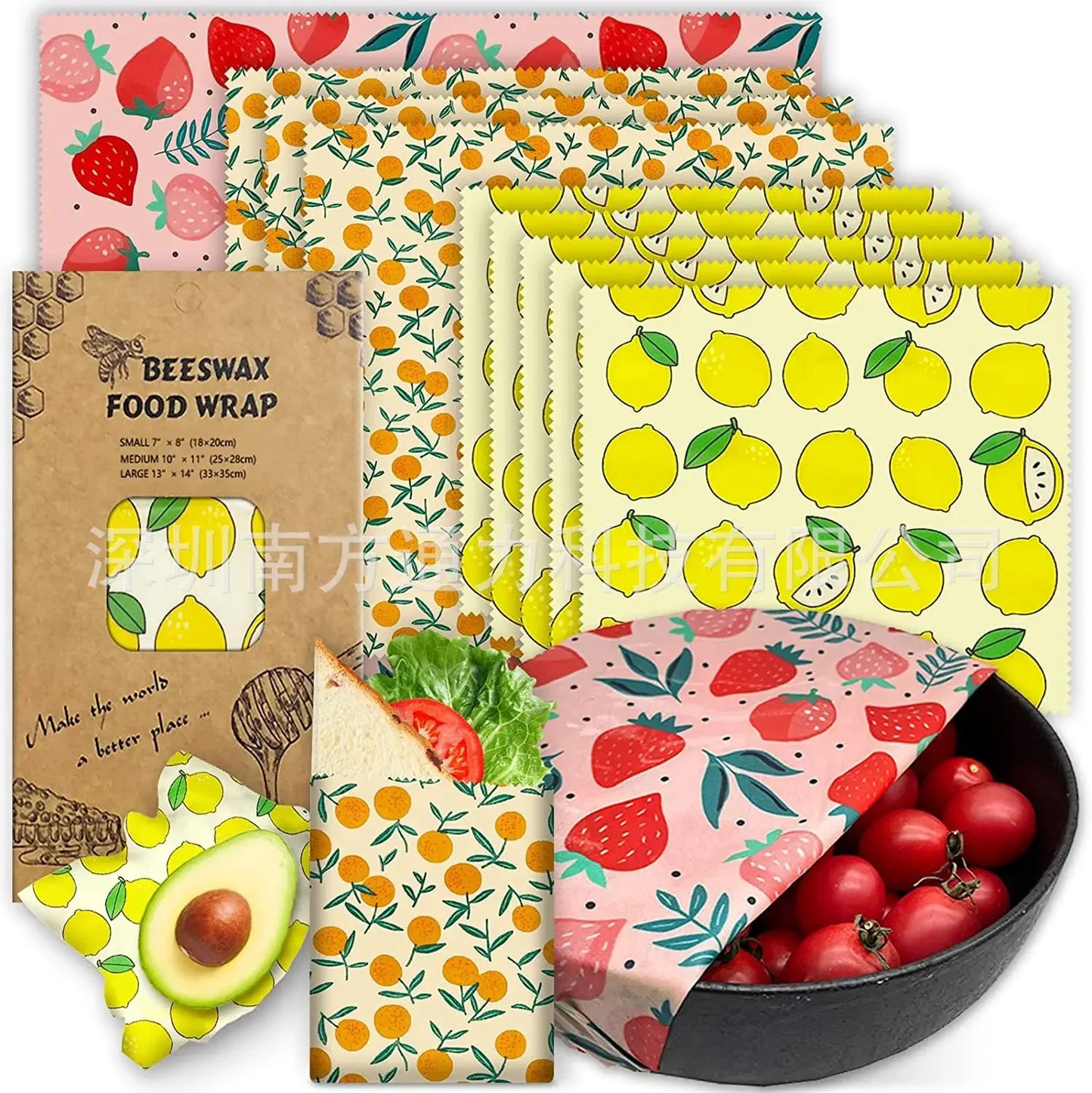 Reusable Beeswax Wraps – Eco-Friendly Organic Food Fresh Wraps for Sustainable Kitchen Storage