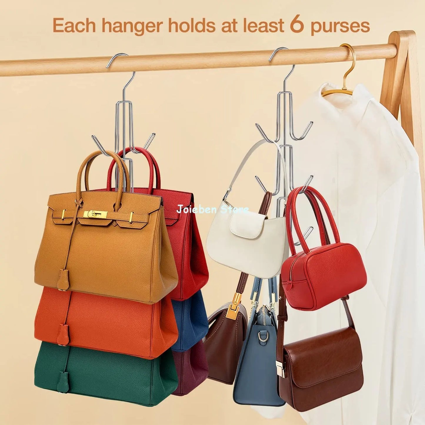 Handbag Storage Hanger Hooks - Rotating Organizer for Bags, Scarves, and Accessories