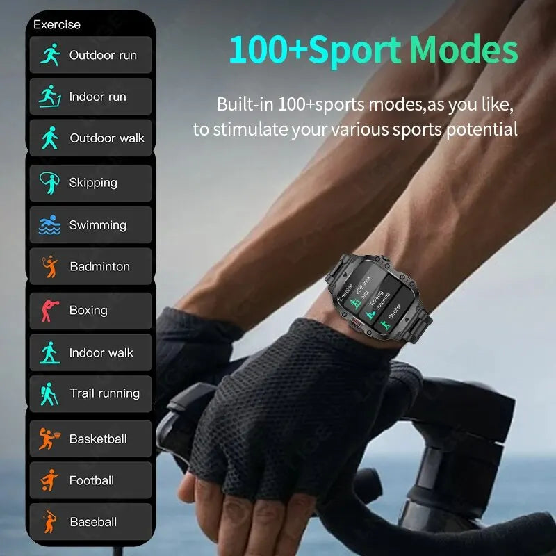 LIGE 1.96" Smart Watch Bluetooth Call & Voice Assistant | Waterproof Fitness Tracker for Men