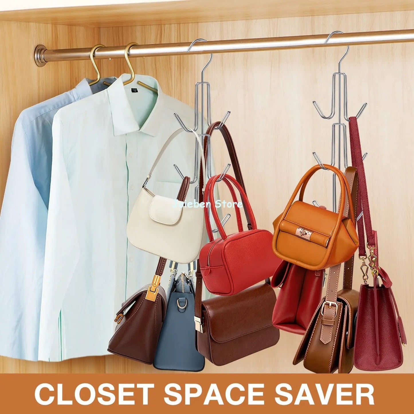 Handbag Storage Hanger Hooks - Rotating Organizer for Bags, Scarves, and Accessories