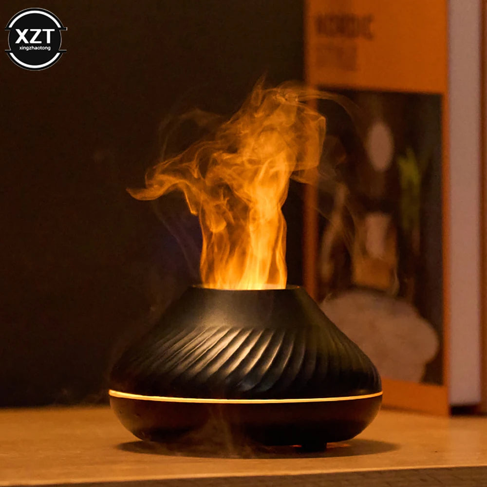 Portable Aroma Diffuser – 130ml USB Rechargeable, Night Light with Volcanic Flame Effect, Essential Oil Compatible