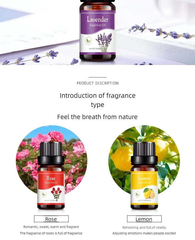 18 Fragrance Essential Oils Set - 10ml for Diffusers & Humidifiers