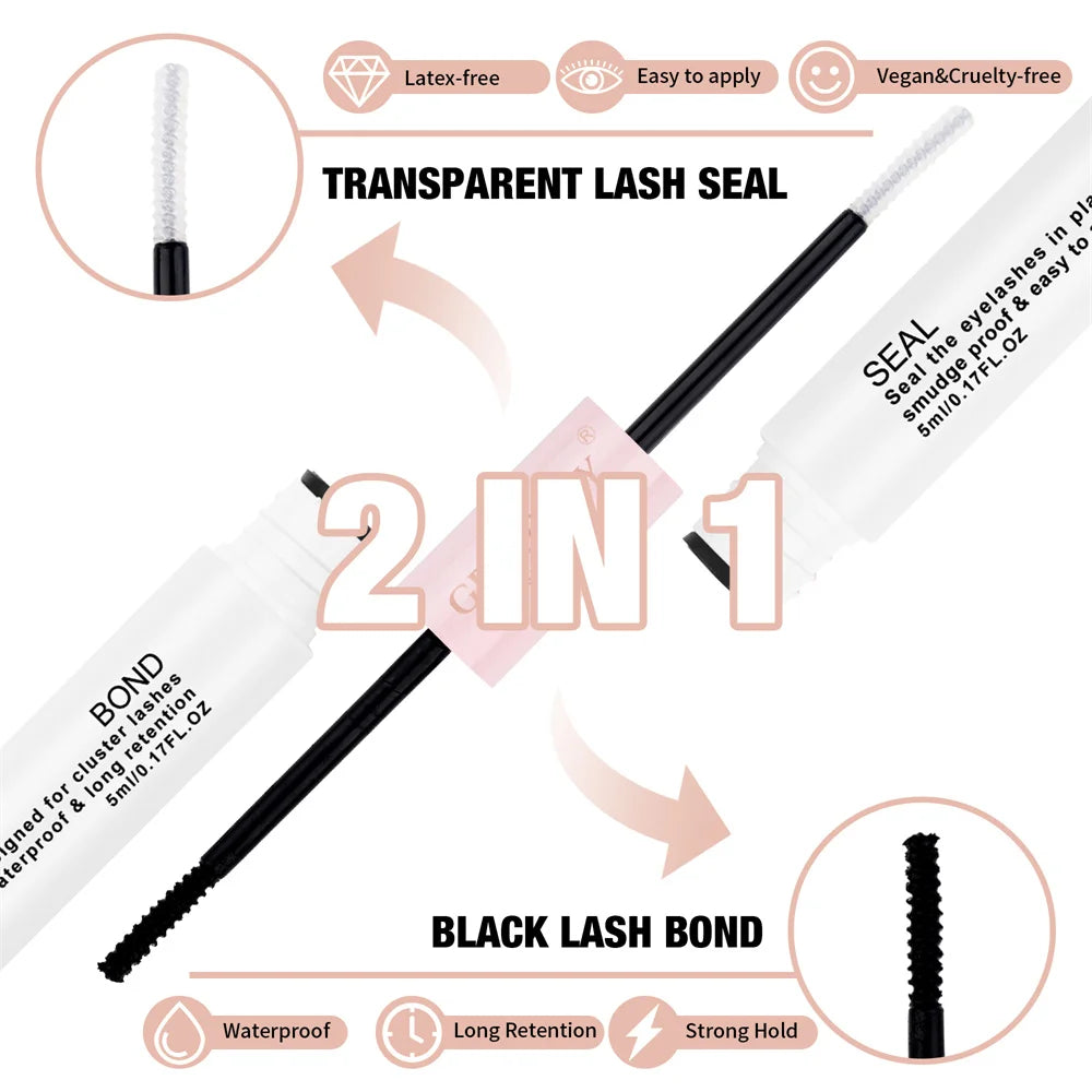 2-in-1 Lash Bond & Seal Cluster Glue – Waterproof DIY Eyelash Extension Adhesive