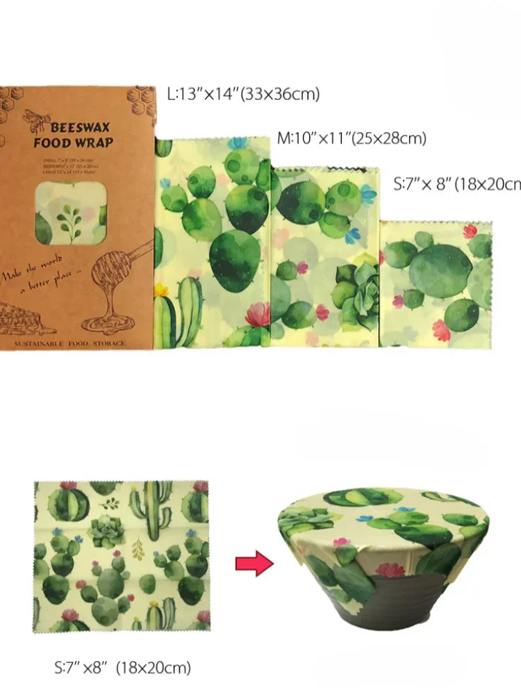 Reusable Beeswax Wraps – Eco-Friendly Organic Food Fresh Wraps for Sustainable Kitchen Storage