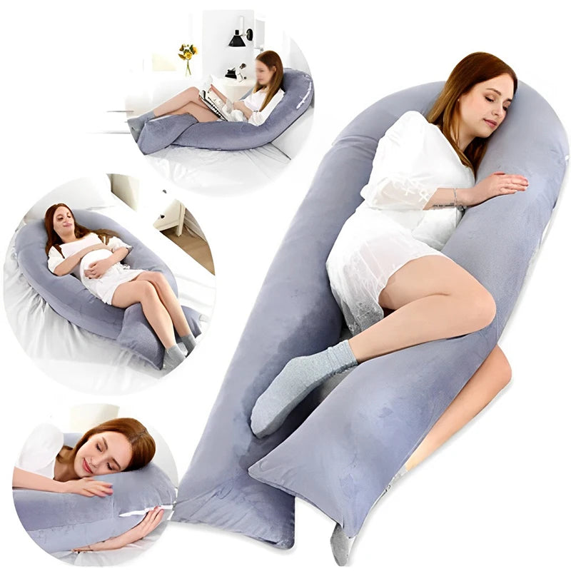 U-Shaped Maternity Body Pillow for Pregnant Women – Crystal Velvet Lumbar Support Cushion