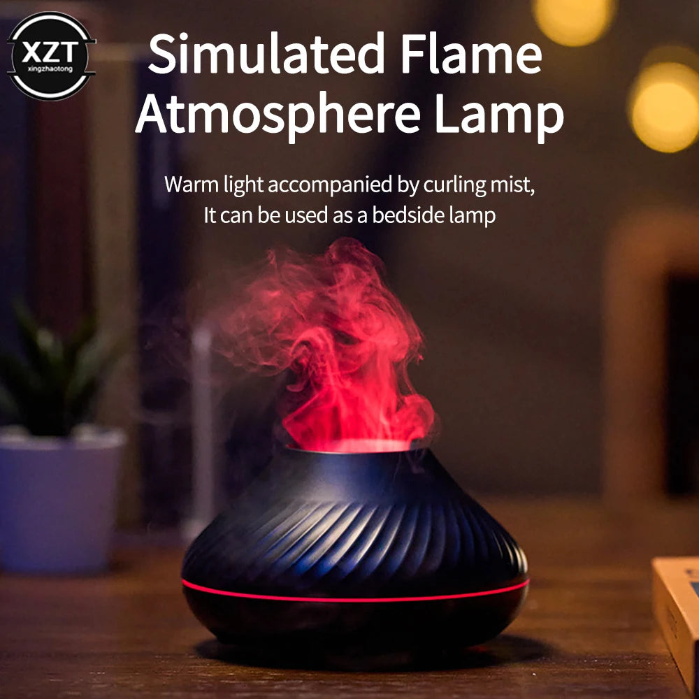 Portable Aroma Diffuser – 130ml USB Rechargeable, Night Light with Volcanic Flame Effect, Essential Oil Compatible