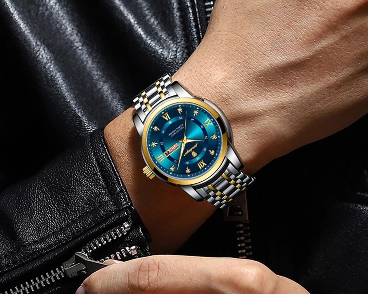 Men's Luxury Sports Watch – Waterproof Quartz with Luminous Date & Week Display