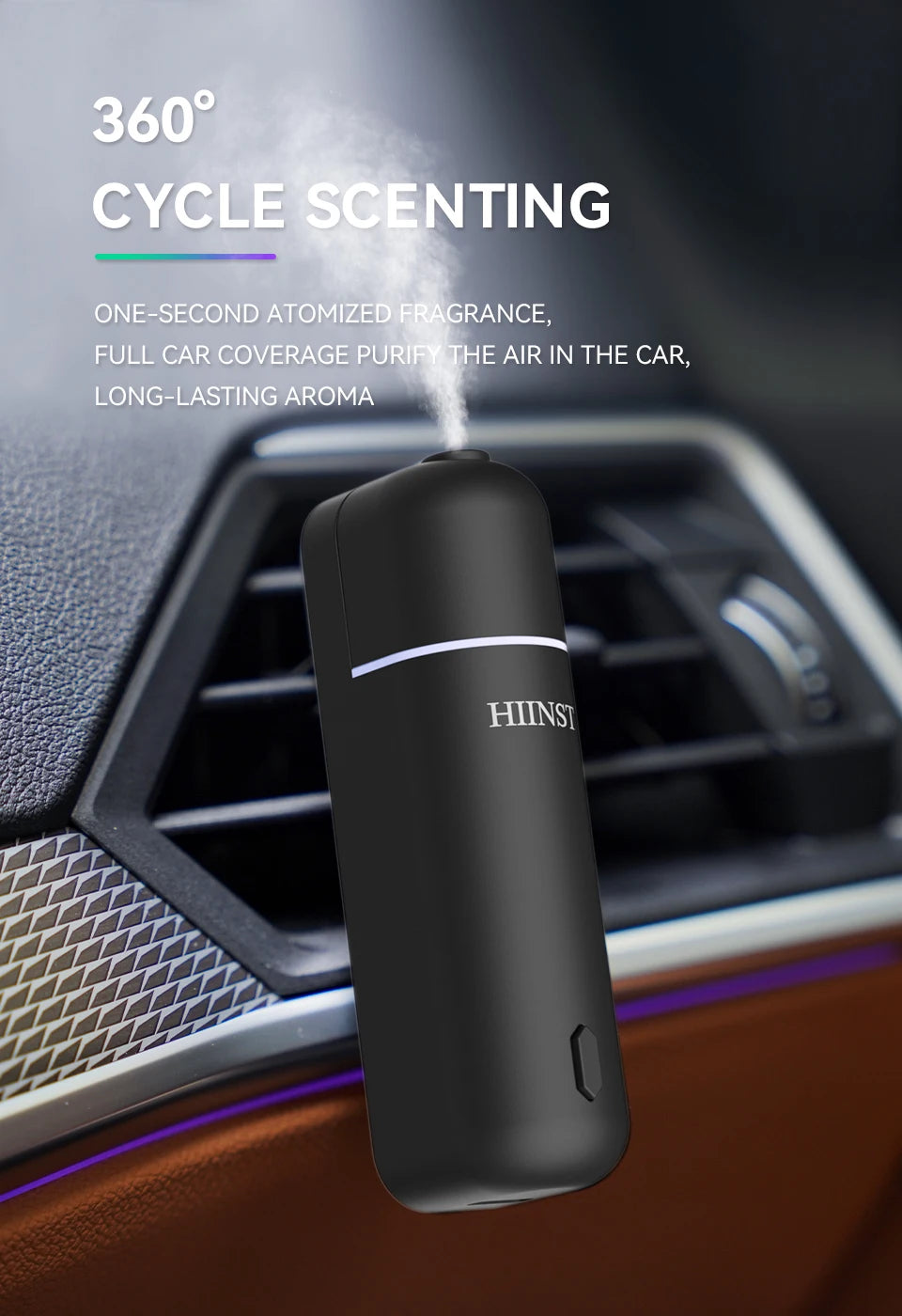 Luxury Car Air Freshener – Electric Essential Oil Diffuser Vent Clip – Waterless Mini Car Perfume Scent Dispenser
