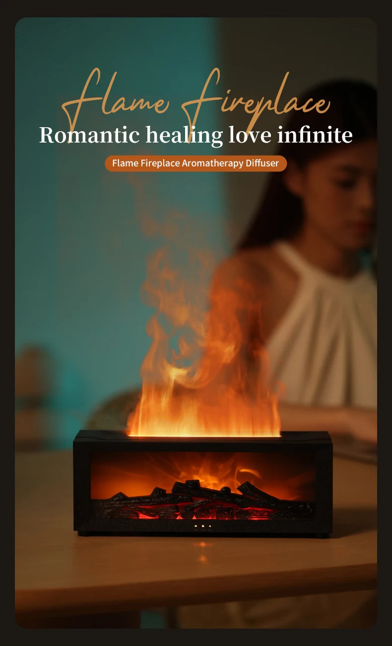 Fireplace Flame Humidifier – Simulated Aromatherapy & Ambient Light, USB Plug-In