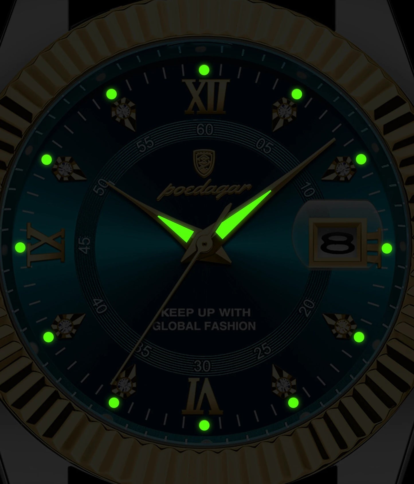 Men's Luxury Sports Watch – Waterproof Stainless Steel Quartz with Luminous Date Display