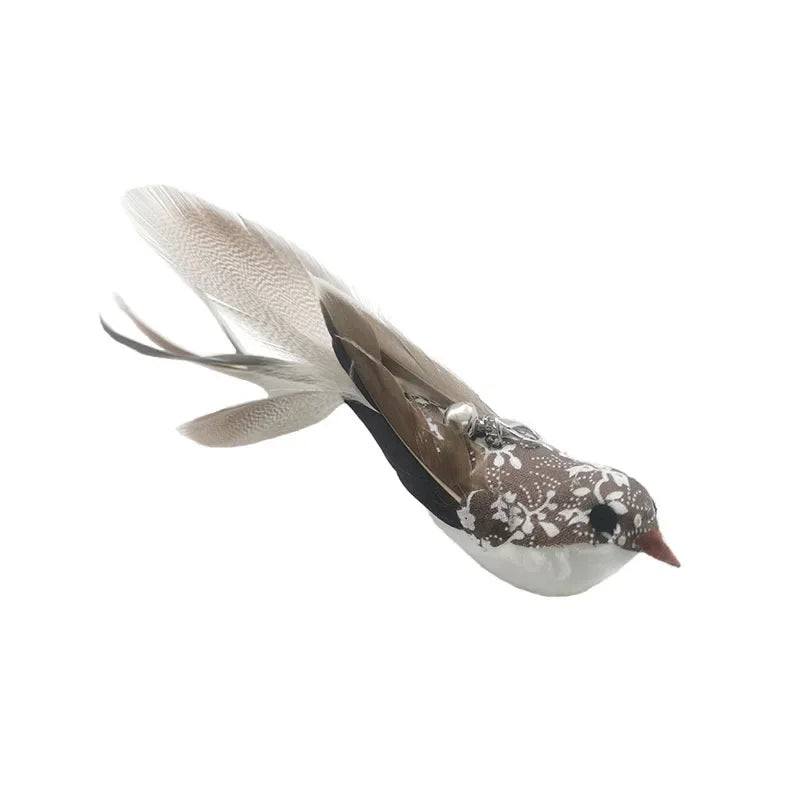 Natural Feather Cat Teaser Replacement Head – Bite-Resistant Toy with Bells