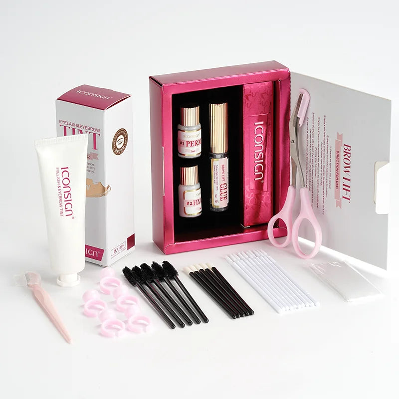 ICONSIGN Brow Lift & Lash Tint Kit Combo – Eyebrow Perm, Dye & Eye Makeup Tools