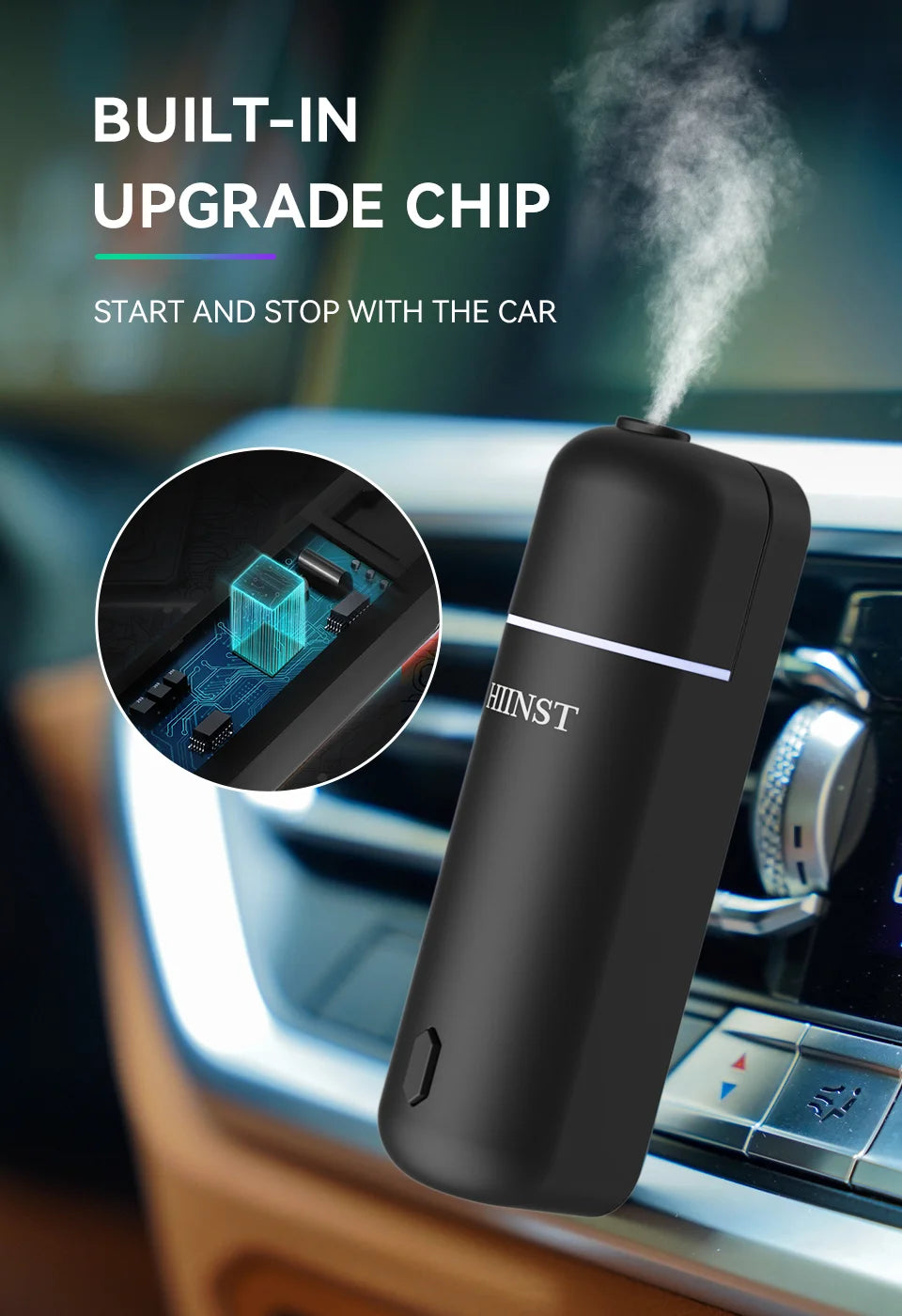 Luxury Car Air Freshener – Electric Essential Oil Diffuser Vent Clip – Waterless Mini Car Perfume Scent Dispenser