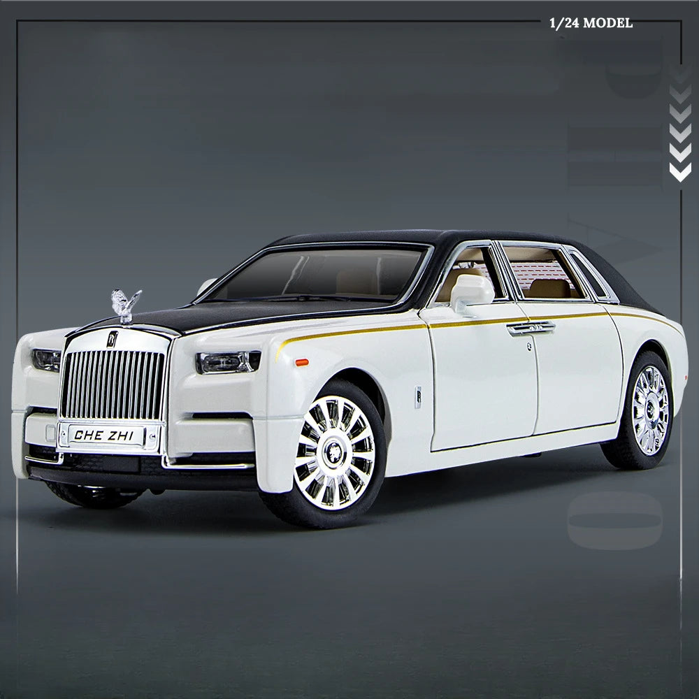 1:24 Rolls Royce Phantom Diecast Model Car – Pull Back Toy with Lights & Music