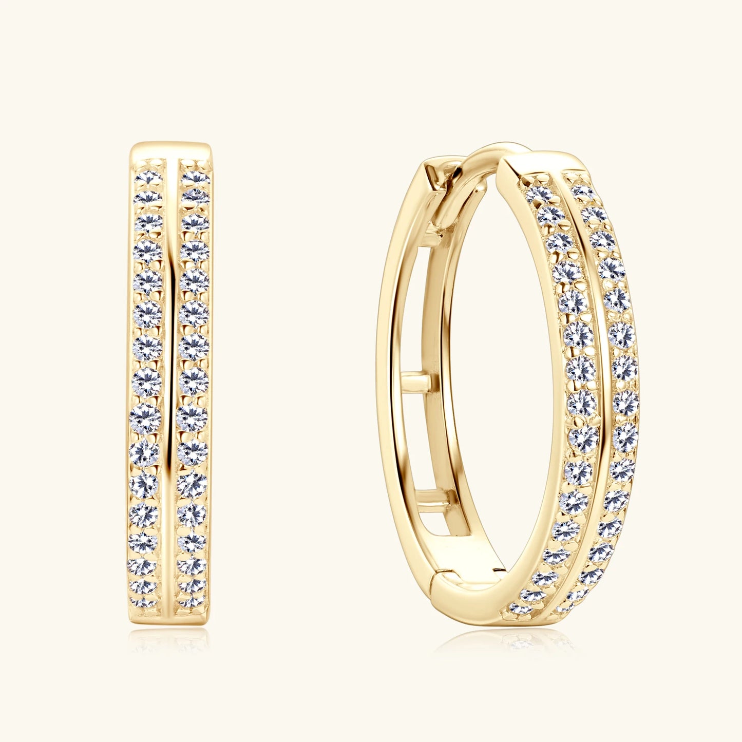 14K Gold Plated Moissanite Hoop Earrings – Real S925 Sterling Silver Fine Jewelry for Women