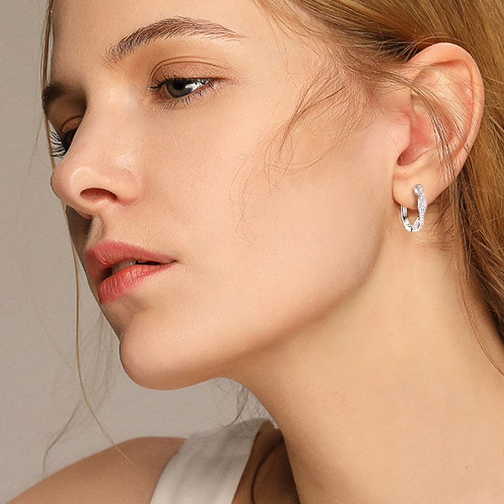 14K Gold Plated Moissanite Hoop Earrings – Real S925 Sterling Silver Fine Jewelry for Women
