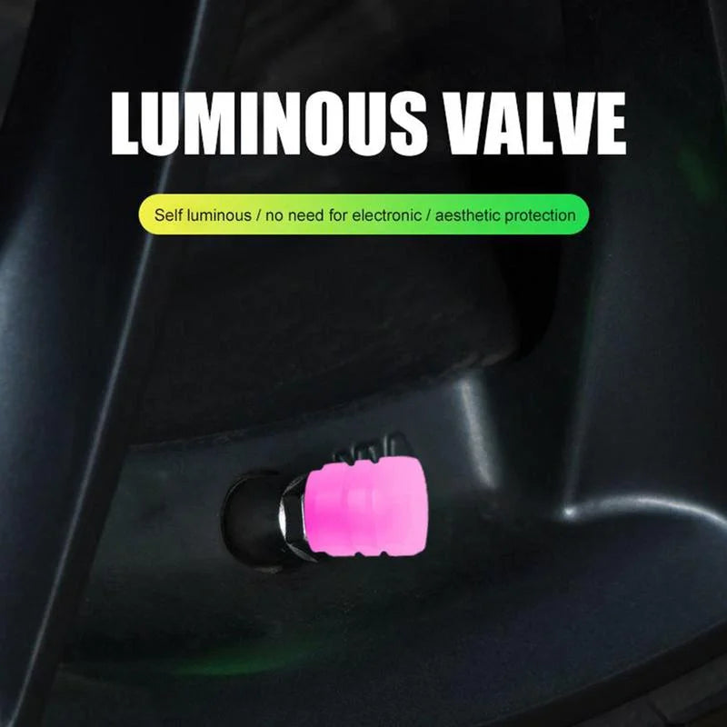 Universal Fluorescent Car Tire Valve Caps,Handmade Rhinestone Stem Covers,Illuminated Valves Nozzles,Car Accessories,4pcs