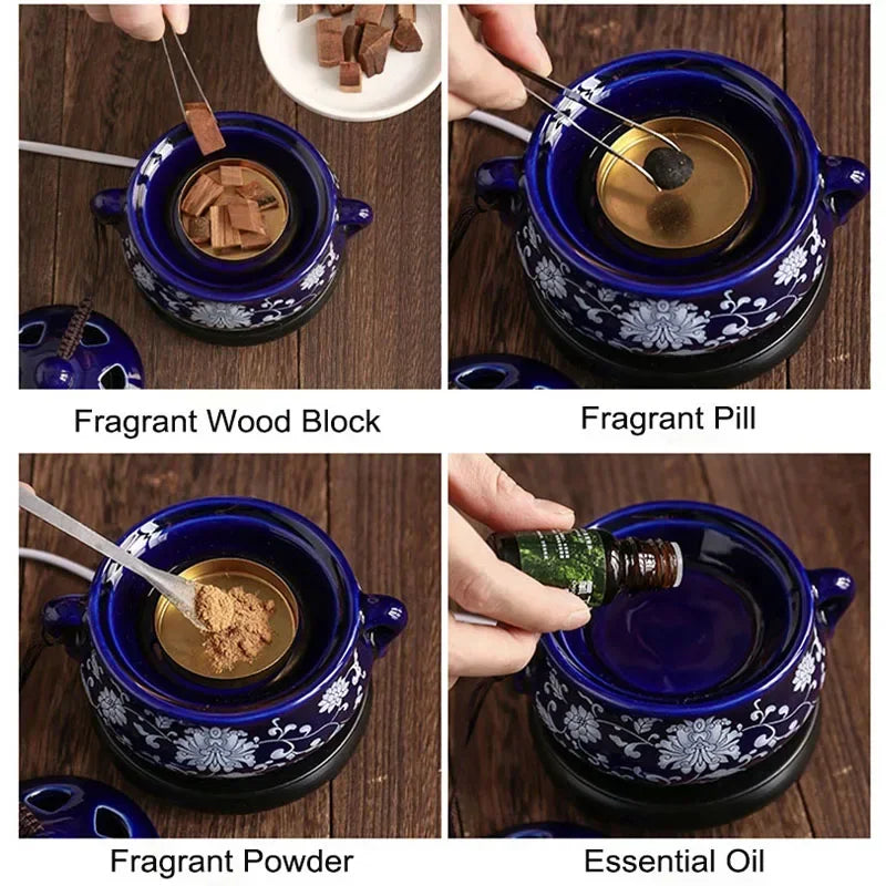 Electric Essential Oil Burner – Adjustable Temperature Aromatherapy Incense Censer