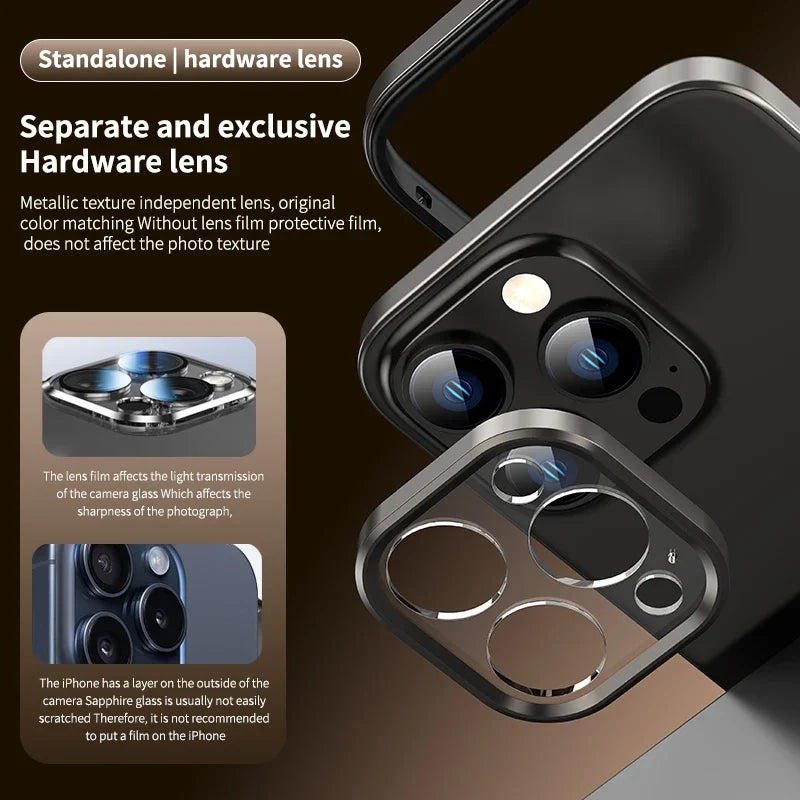 Metal Frame Bumper Case for iPhone 16/15 Pro Max - Shockproof Lens Protection