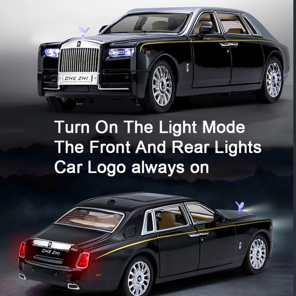 1:24 Rolls Royce Phantom Diecast Model Car – Pull Back Toy with Lights & Music