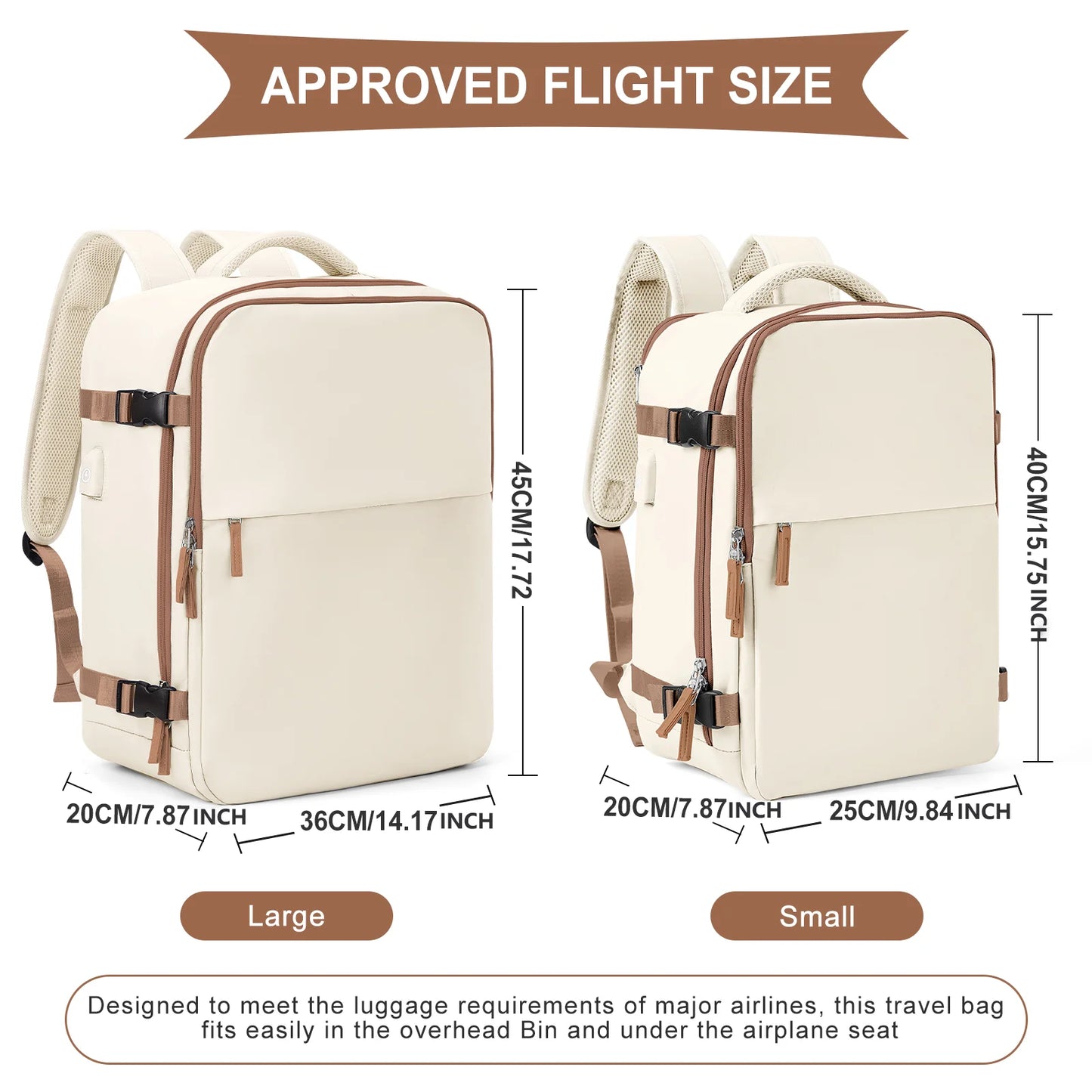 Large Travel Backpack for Men - Airline Approved, Waterproof Laptop & Hiking Backpack with USB Port