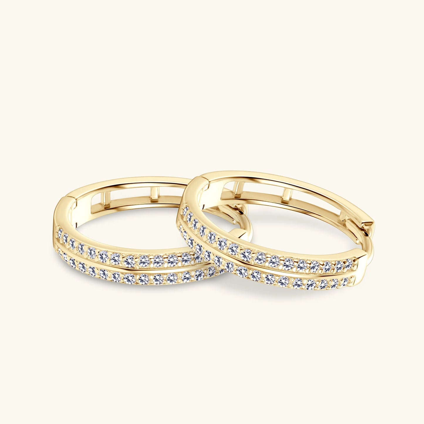 14K Gold Plated Moissanite Hoop Earrings – Real S925 Sterling Silver Fine Jewelry for Women