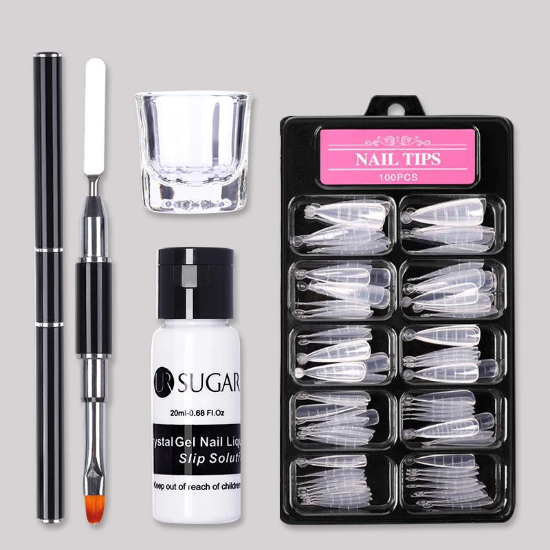 Reflective Glitter Gel Nail Extension Kit – Quick DIY Acrylic Gel Set with Brush, 15ml