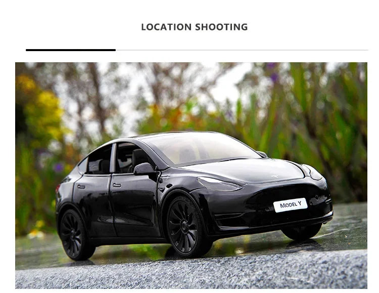 1:24 Tesla Model Y, 3, S Diecast Car – Alloy Toy with Sound & Light