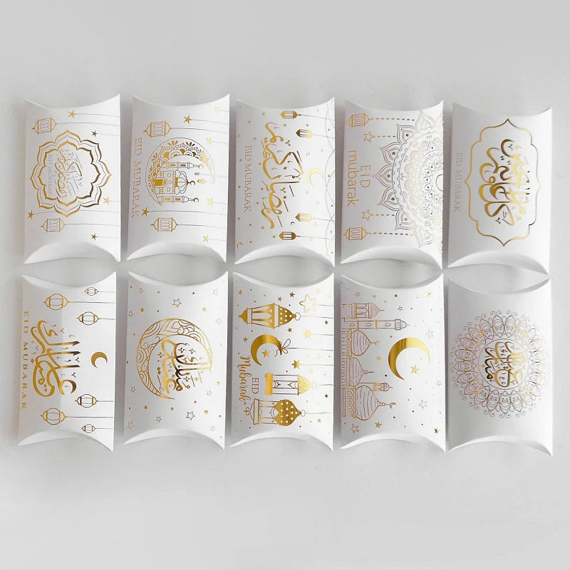 Eid Mubarak Candy Boxes - 10/20pcs Kraft Paper Gift Packing for Ramadan Kareem Party Supplies 2025