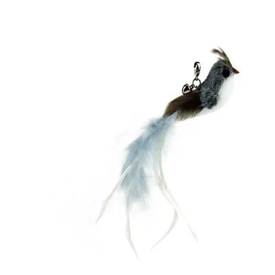 Natural Feather Cat Teaser Replacement Head – Bite-Resistant Toy with Bells