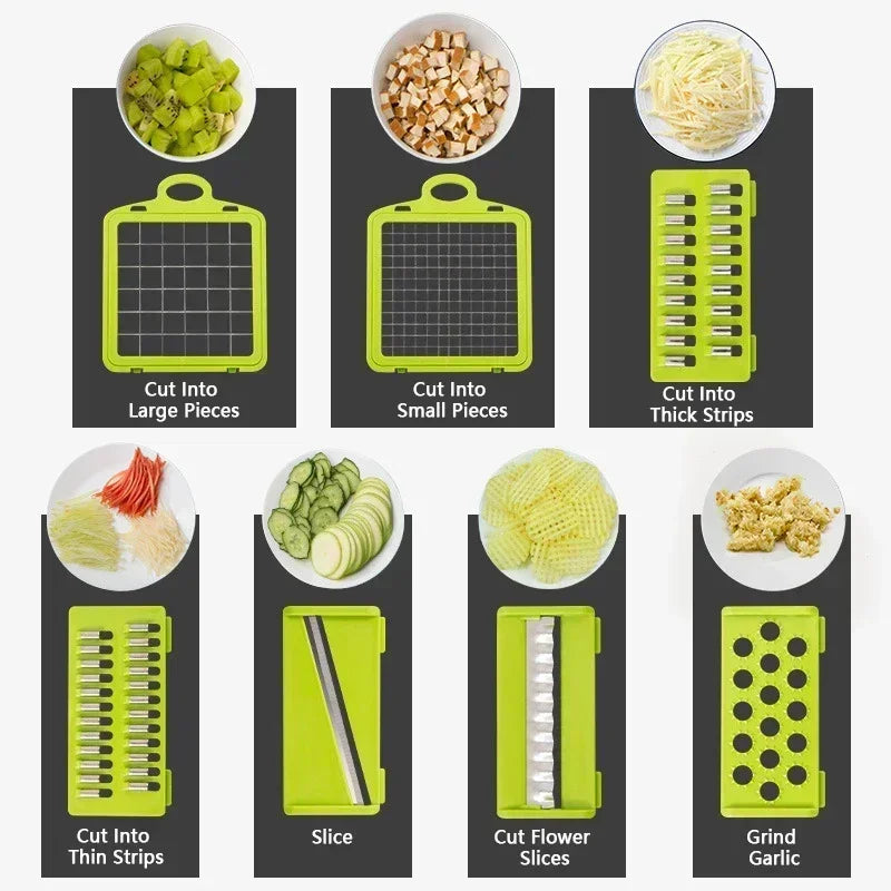 14-in-1 Multifunctional Vegetable Chopper & Slicer – Stainless Steel Food Grater for Easy Food Prep